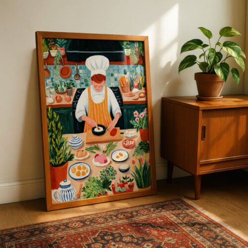 Chef's Corner Art Print - Cozy Kitchen Scene - Cooking Lover Poster
