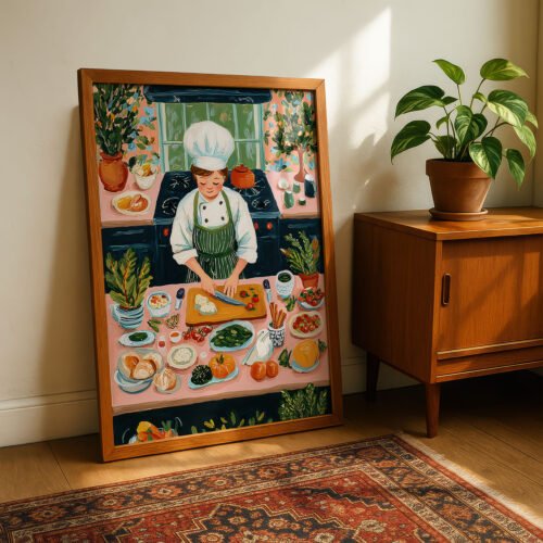 Chef's Corner Art Print - Cozy Kitchen Scene - Cooking Lover Poster