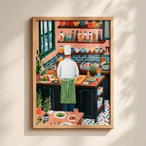 Chef's Corner Art Print - Cozy Kitchen Scene - Cooking Lover Poster