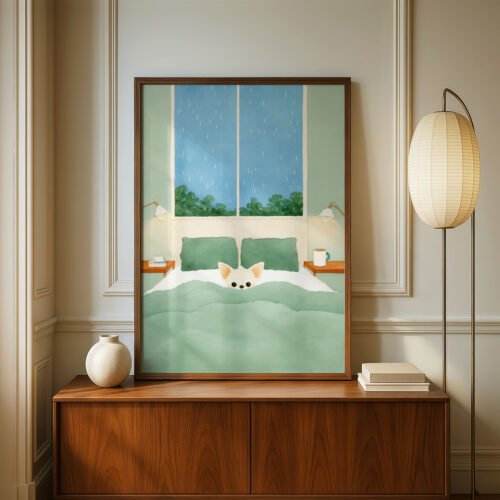 image.png White Chihuahua Cozy Snuggling Print - Storybook Bedroom Decor – Gift for Dog Mom