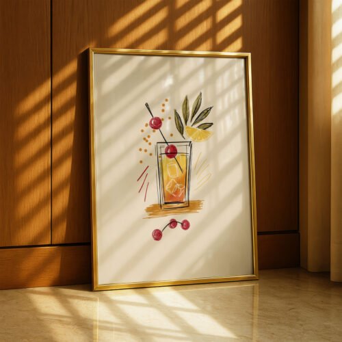 image.png Signature Cocktail Print - Custom Drink Poster - Watercolor Bar Art