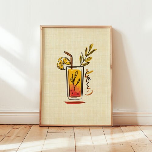 Cocktail-glass-6_6 Signature Cocktail Print - Custom Drink Poster - Watercolor Bar Art