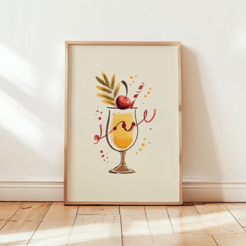 Cocktail-glass_6 Signature Cocktail Print - Custom Drink Poster - Watercolor Bar Art