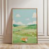 Corgi Pastel Wall Art – Funny Dog Chasing Print – Gift for Corgi Lover