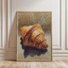 Crispy Croissant Close-up Print - Patisserie Decor - Golden Pastry Watercolor