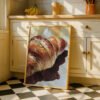 Crispy Croissant Close-up Print - Patisserie Decor - Golden Pastry Watercolor