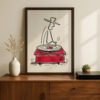 DJ Line Art - Black and Red Minimal Line Wall Decor