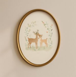 Romantic Deer Couple Print - Woodland Anniversary Art - Stag and Doe Decor