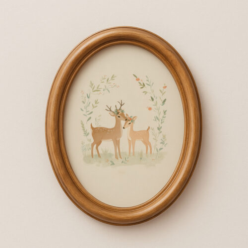 Romantic Deer Couple Print - Woodland Anniversary Art - Stag and Doe Decor