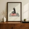 Set of 3 - Funny DJ Cat Minimalist Line Art
