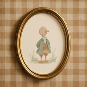 Cute Duckling in Outfit Print - Farmhouse Nursery Decor - Vintage Animal Art