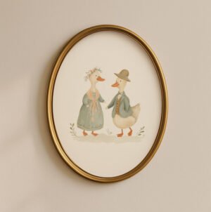 Duck-bride-n-groom-1_2 Vintage Duck Couple Wedding Print - Romantic Pond Art - Engagement Gift