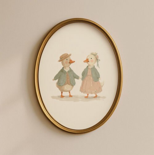 Duck-couple-1_2 Set of 4 - Forest Besties - Watercolor Animal Couple Wall Art Set