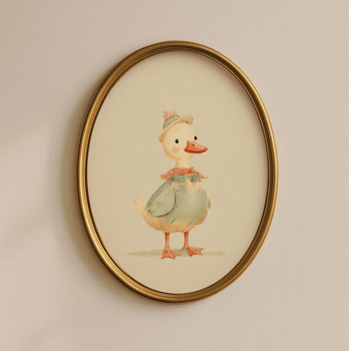 Adorable Duck Art Print - Spring Nursery Decor - Vintage Storybook Style