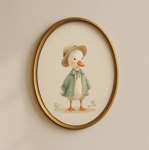 Adorable Duck Art Print - Spring Nursery Decor - Vintage Storybook Style