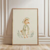 Vintage Duck Girl Print - Duck in Bonnet Art - Cottagecore Nursery Decor