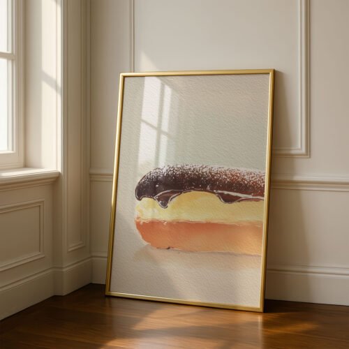Chocolate Eclair Art Print - French Dessert Decor - Sweet Patisserie Illustration