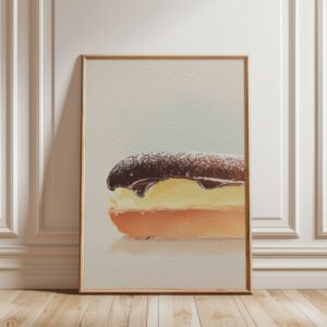 Chocolate Eclair Art Print - French Dessert Decor - Sweet Patisserie Illustration