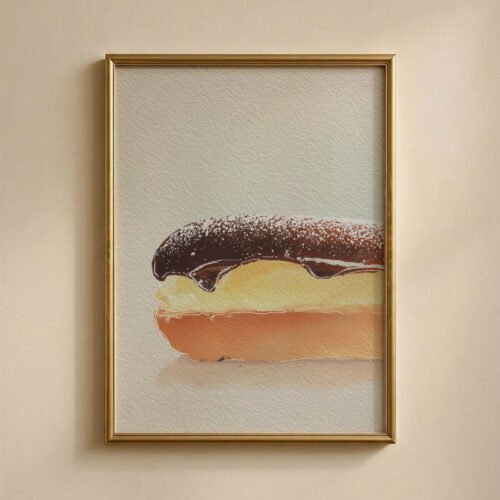 Chocolate Eclair Art Print - French Dessert Decor - Sweet Patisserie Illustration