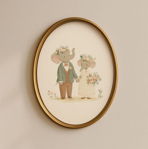 Elephant-bride-n-groom-_2 Elephant Wedding Art Print - Safari Love Gift - Bride and Groom Poster