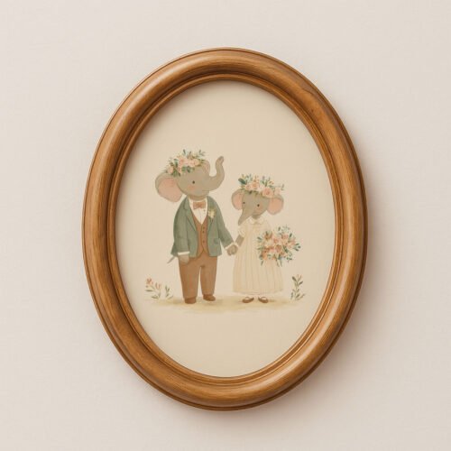 Elephant-bride-n-groom-_3 Elephant Wedding Art Print - Safari Love Gift - Bride and Groom Poster