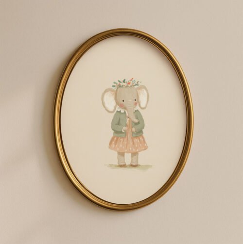 Cute Elephant Girl Print - Safari Girl Room Decor - Watercolor Animal