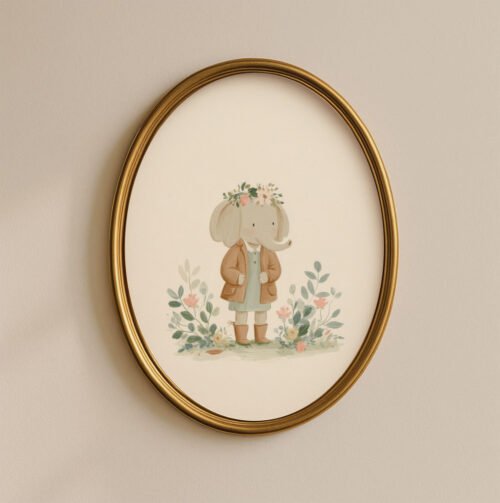 Cute Elephant Girl Print - Safari Girl Room Decor - Watercolor Animal