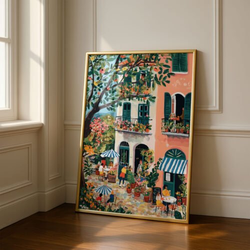 image.png European Cafe Corner Print - Outdoor Coffee Shop Art - Travel Wanderlust Decor