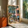 image.png European Cafe Corner Print - Outdoor Coffee Shop Art - Travel Wanderlust Decor