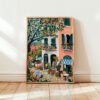 Floral-cafe-corner_5 European Cafe Corner Print - Outdoor Coffee Shop Art - Travel Wanderlust Decor