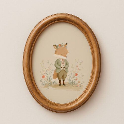 Vintage Fox Boy Print - Red Fox in Suit - Woodland Nursery Decor
