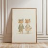 Fox Couple Art Print - Whimsical Forest Animals - Anniversary Gift