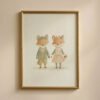 Fox Couple Art Print - Whimsical Forest Animals - Anniversary Gift