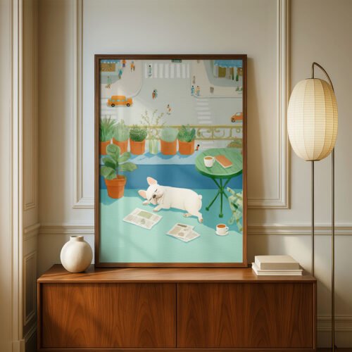 image.png French Bulldog Watercolor Art – Funny Dog Sunbathing Print – Gift for Frenchie Lover