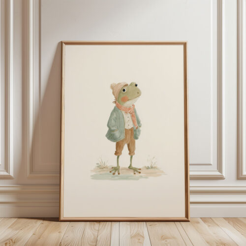 Vintage Frog Boy Print - Toad in Suit Art - Funny Nursery Decor