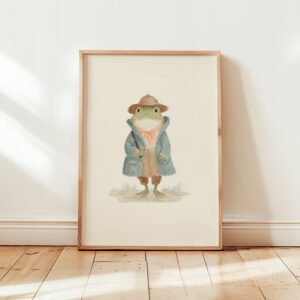 Cute Frog Illustration - Whimsical Amphibian Art - Green Nursery Decor