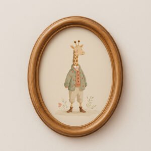 Vintage Giraffe Boy Print - Safari Nursery Decor - Tall Animal in Suit