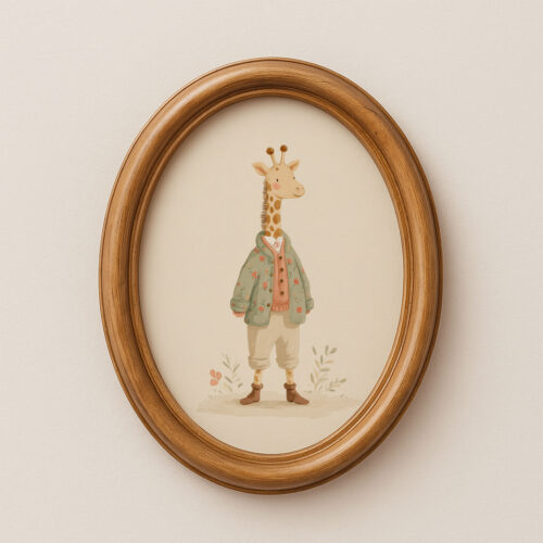 Vintage Giraffe Boy Print - Safari Nursery Decor - Tall Animal in Suit