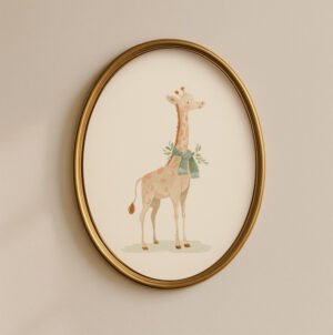 Adorable Giraffe Illustration - Safari Baby Room - Vintage Style Art
