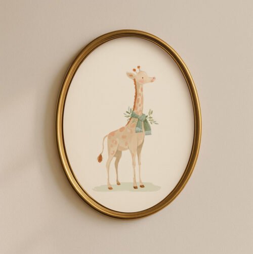 Adorable Giraffe Illustration - Safari Baby Room - Vintage Style Art