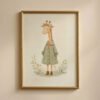 Giraffe-girl-1_7 Vintage Giraffe Girl Print - Giraffe in Dress Art - Storybook Style