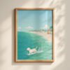 Labrador At the Beach Wall Art – Funny Dog Swimming Print – Gift for Lab Love