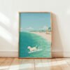 Labrador At the Beach Wall Art – Funny Dog Swimming Print – Gift for Lab Love