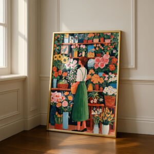 Florist Shop Interior Print - Botanical Wall Art - Flower Market Illustration