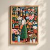 Florist Shop Interior Print - Botanical Wall Art - Flower Market Illustration