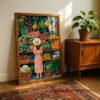 Farmers Market Art Print - Fresh Fruit Stall Decor - Grocery Shopping Illustration