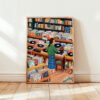 Vinyl Record Shop Print - Music Lover Wall Art - Retro Store Illustration