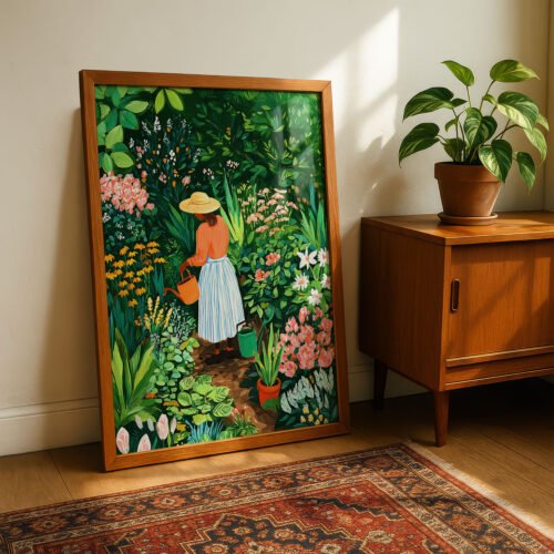 Gardener Art Print - Greenhouse Wall Decor - Plant Lover Gift