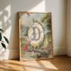 Letter D Vintage Floral Art Print - Victorian Garden Decor - Antique Botanical Monogram - Wedding Gift