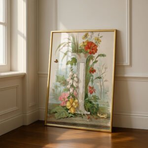 Letter I Vintage Floral Art Print - Victorian Garden Decor - Antique Botanical Monogram - Wedding Gift